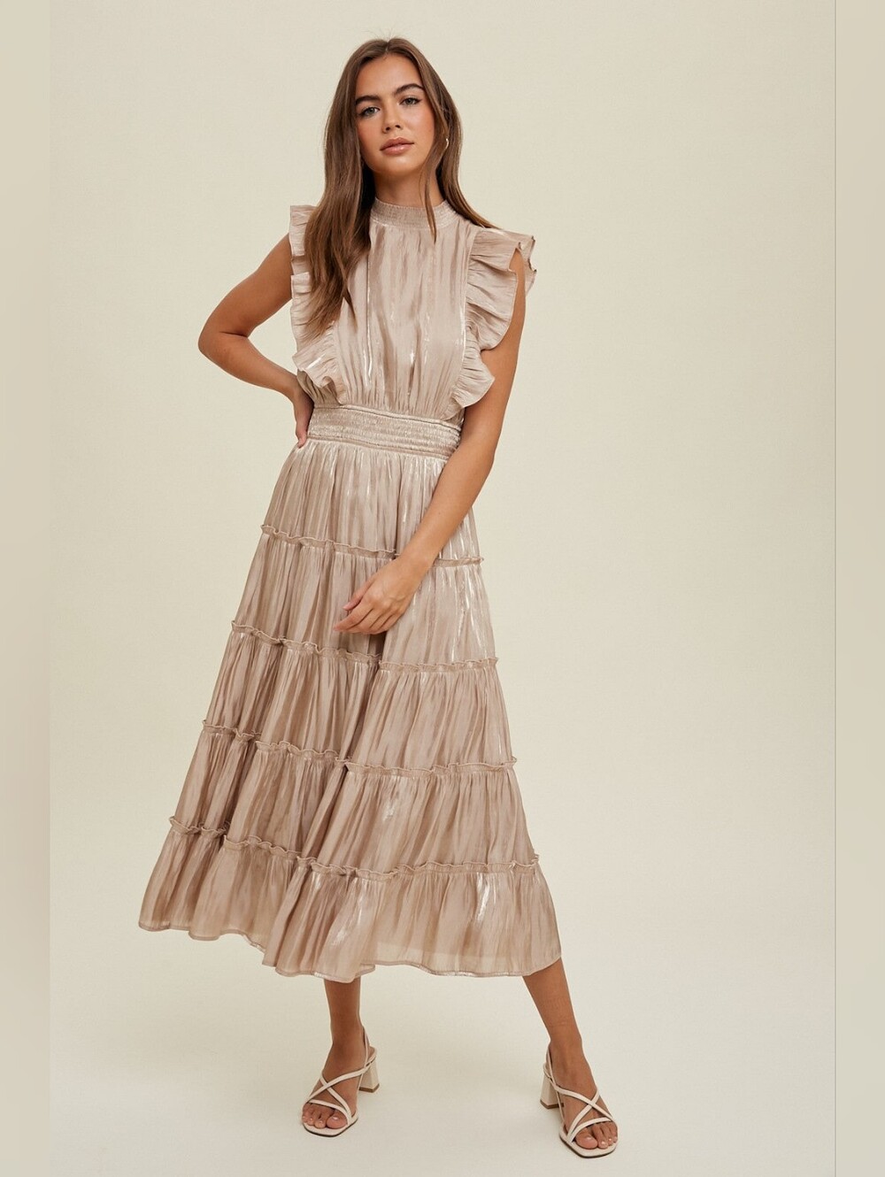 WISHLIST Elegant Midi Ruffle Dress - Picture 2 of 7